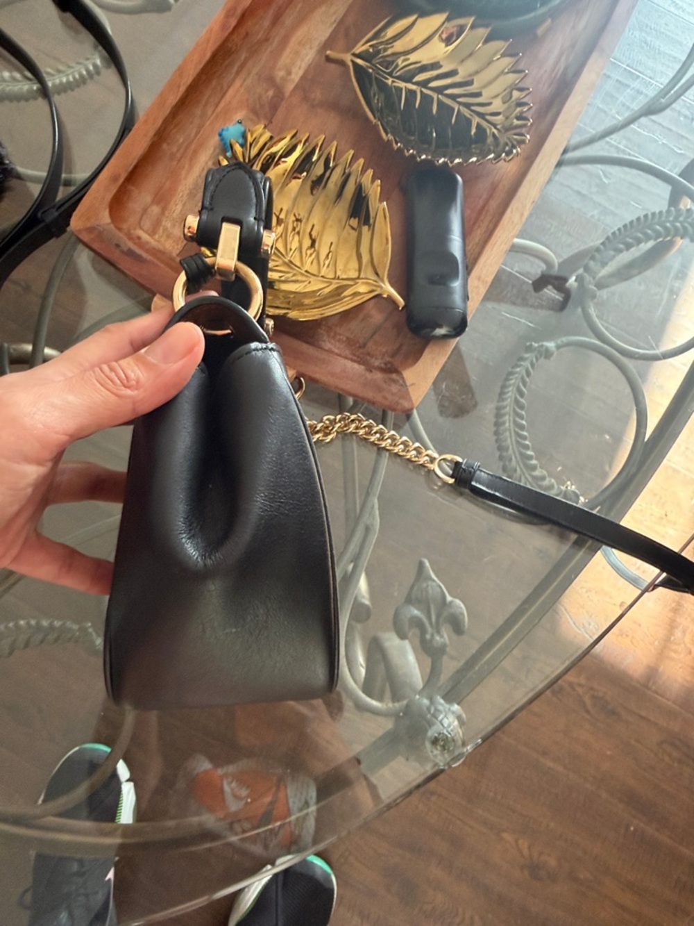 Coach Black Leather Shoulder Bag with Gold Hardware - Picture 4 of 6